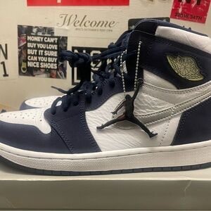 Nike Air Jordan 1 High OG CO JP DC1788 100 White Metallic Navy Blue US 10